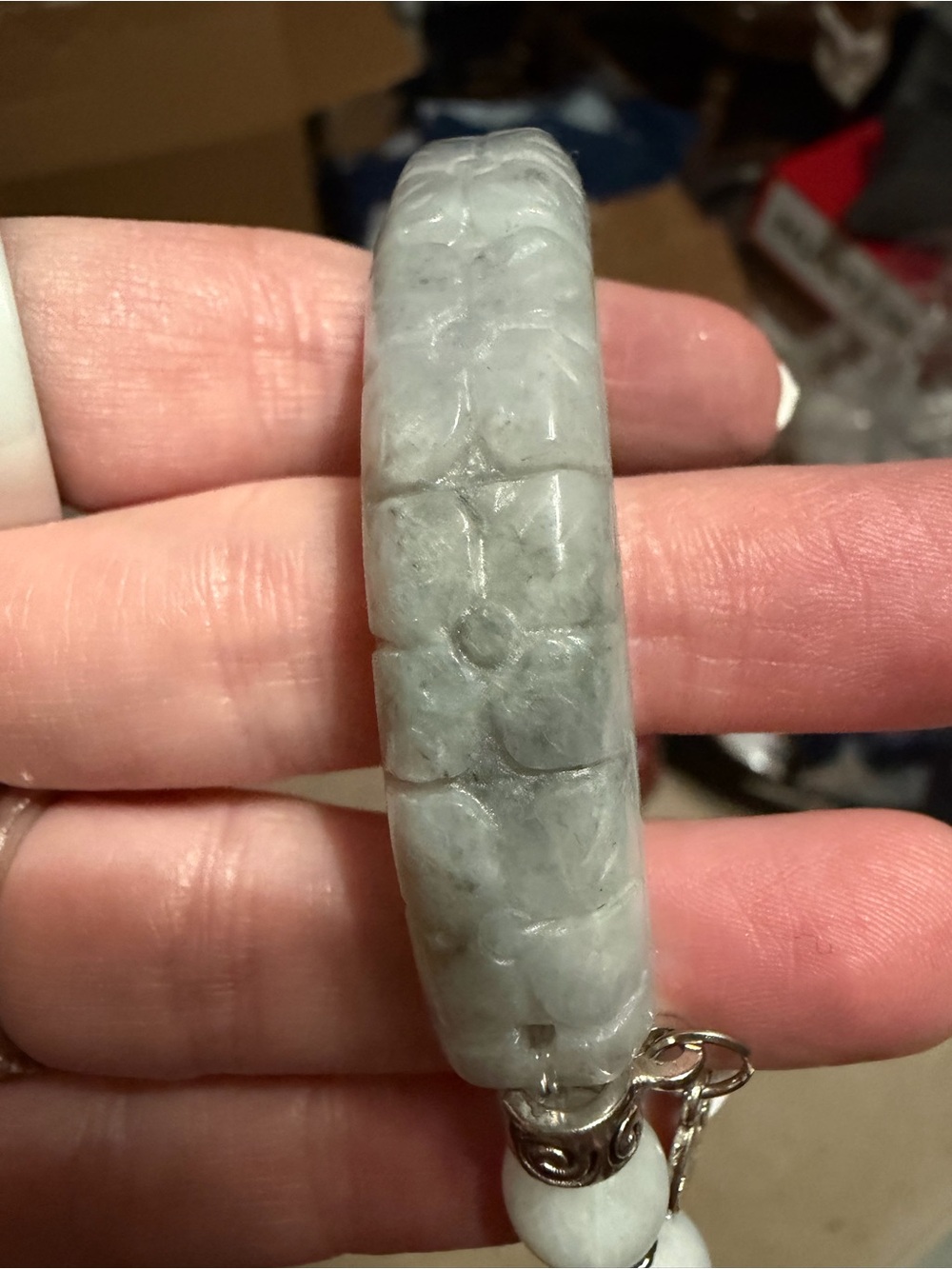 Gray Jade Beaded Bracelet - Unbranded